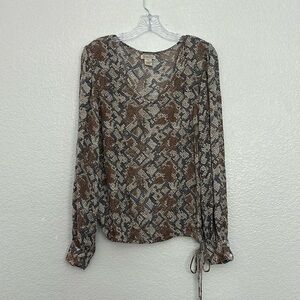 Lucky Brand Farrah Anaconda Snake Print Blouse Size M
